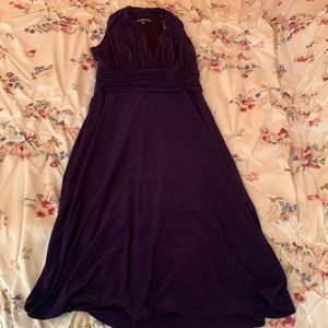 Deep purple wedding dress or formal. Knee length.